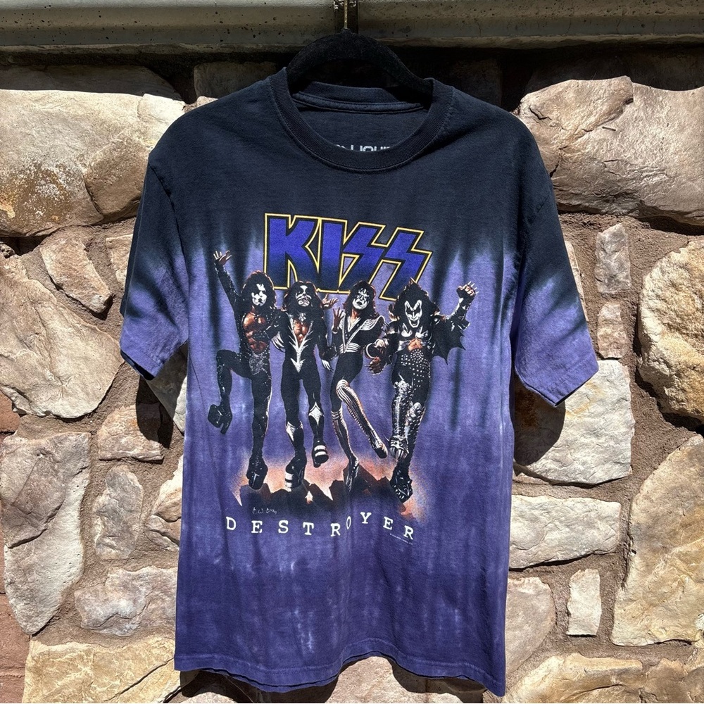 Vintage 2005 Liquid Blue KISS Destroyer Concert Tie Dye T-Shirt Band Medium